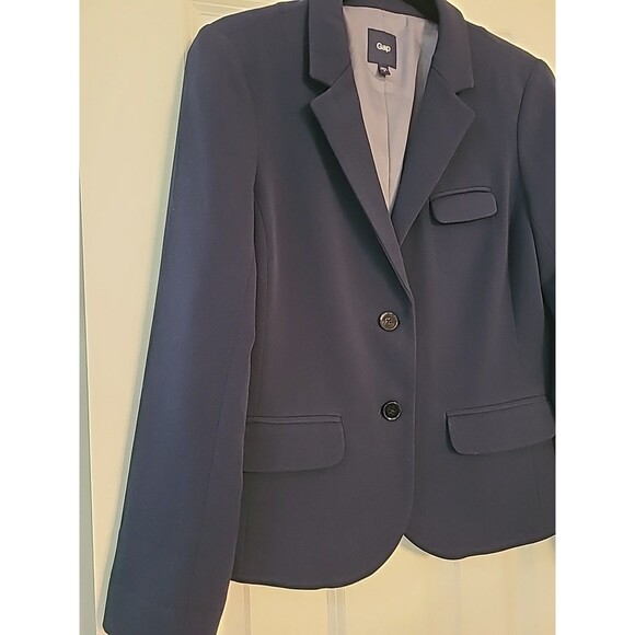 Gap Women’s Career Lined Navy Blue Two Button Single Breasted Blazer Jacket Sz 6 - Picture 2 of 9